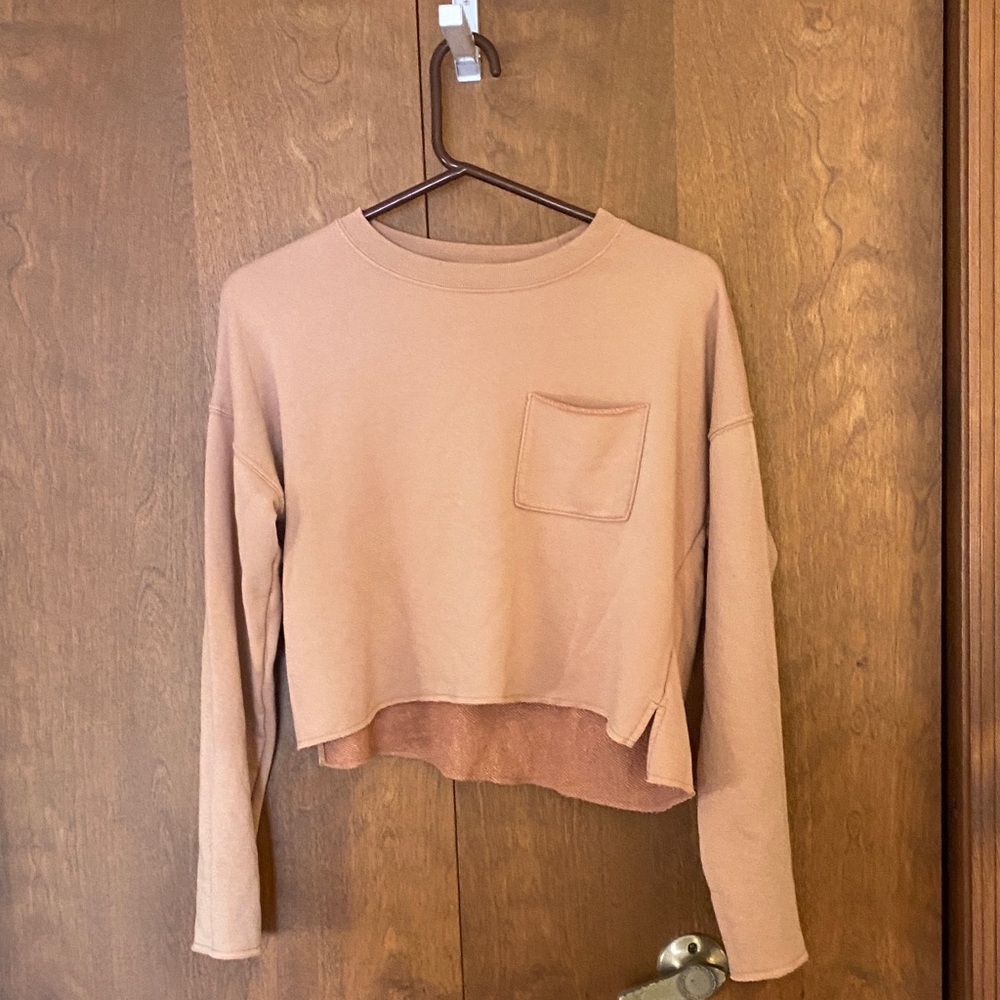 Aerie Tan Long Sleeve Crop Top